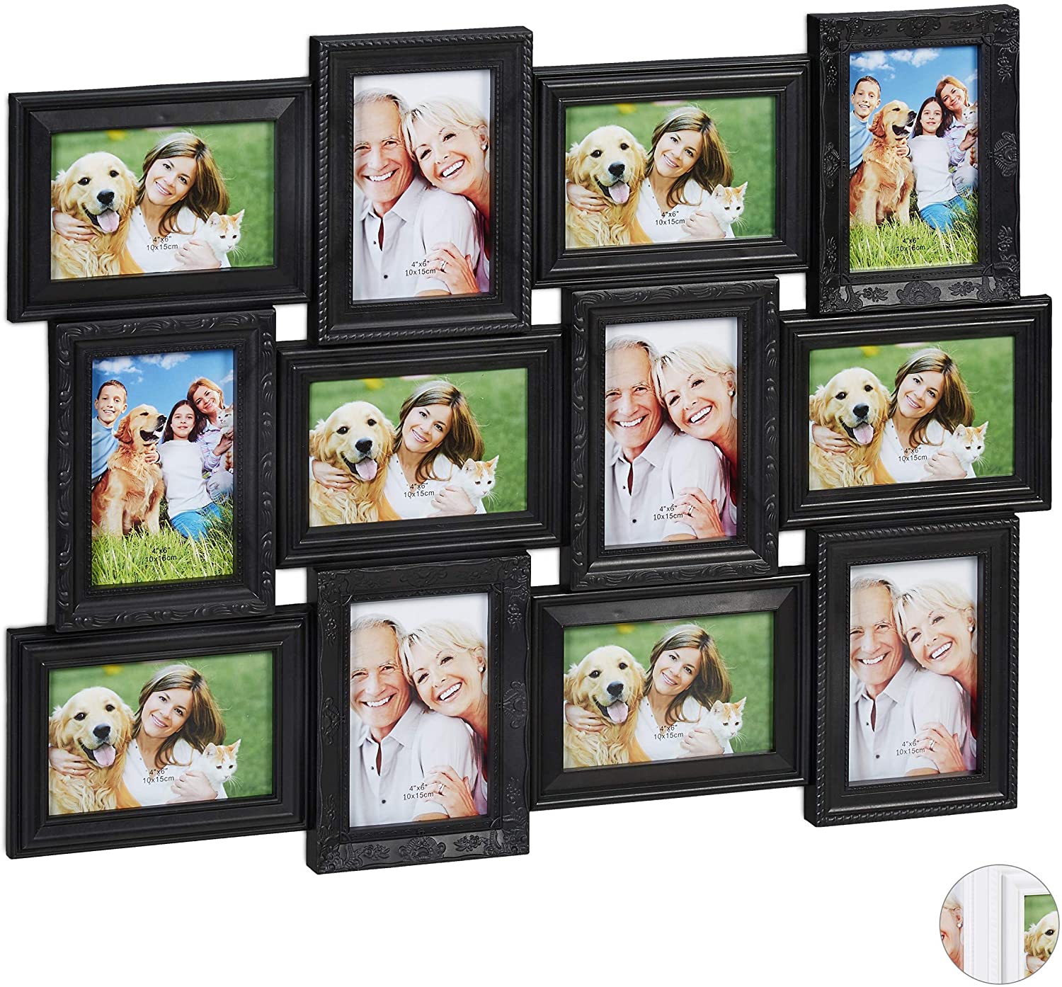 Relaxdays Collage Picture Frame for 12 Photos Portrait or Landscape Format Plastic HxW: 54 x 70 cm Various Colours Colours.
