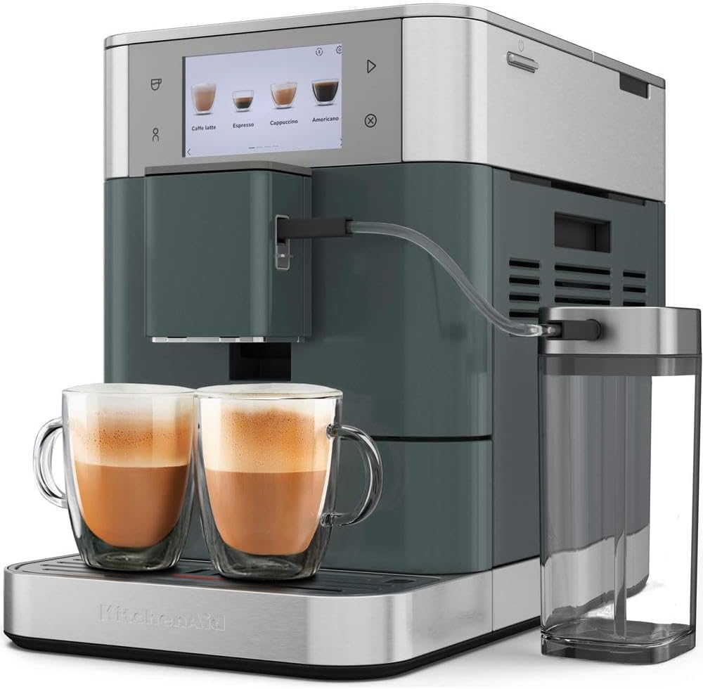 KitchenAid Fully Automatic Coffee Machine I KF8 I Hot Drinks from Espresso to Cappuccino I 40 Preset Drinks, Automatic Frothing and Heating of Milk I with Milk Container (Juniper)