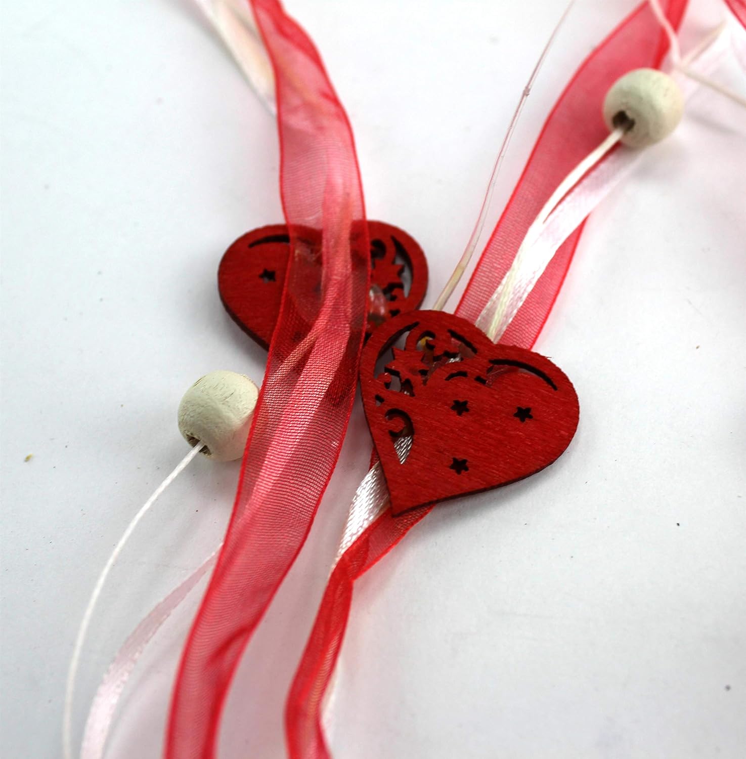 DARO DEKO Daro Decorative Heart Ribbon 4 Colours Assorted (Brown, Red, Purple, Green)