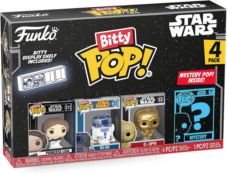 Funko Bitty Pop! Star Wars - Princess Leia™, R2-D2™, C-3PO™ and a surprise mini figure - 0.9 inch (2.2 cm) Collectible Stackable Display Shelf Included - Gift Idea - Movies Fans