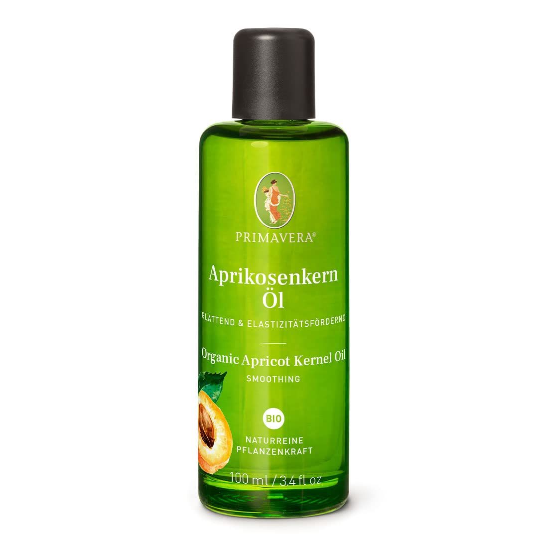 PRIMAVERA Apricot Kernel Oil Organic 100 ml - Natural Plant Power - Glass Bottle - Aroma Oil, Body Oil, Natural Cosmetics - Skin Smoothing, Firming, Soothing - Vegan