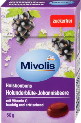 Mivolis Bonbon, elderflower-Johannisberry, sugar-free, 50 g