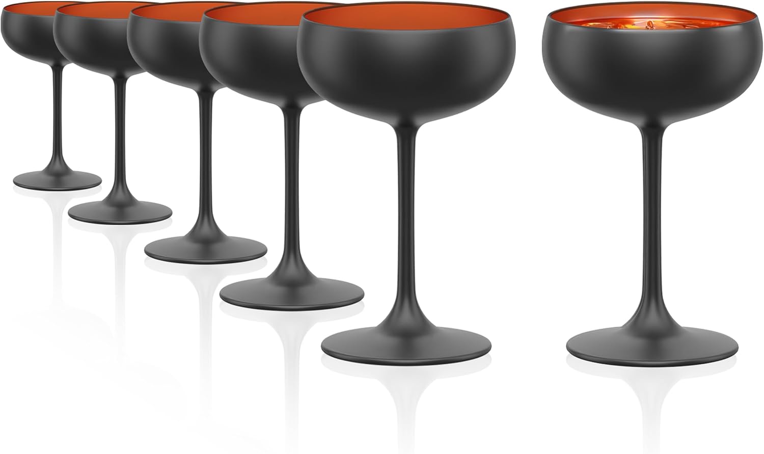 Stölzle Lausitz Elements Champagne Bowl, Black (Matte) Gold, Set of 6, 200 ml, Champagne Bowl Made of High-Quality Crystal Glass, as Champagne, Cocktail or Champagne Bowl, Dishwasher Safe Coupette