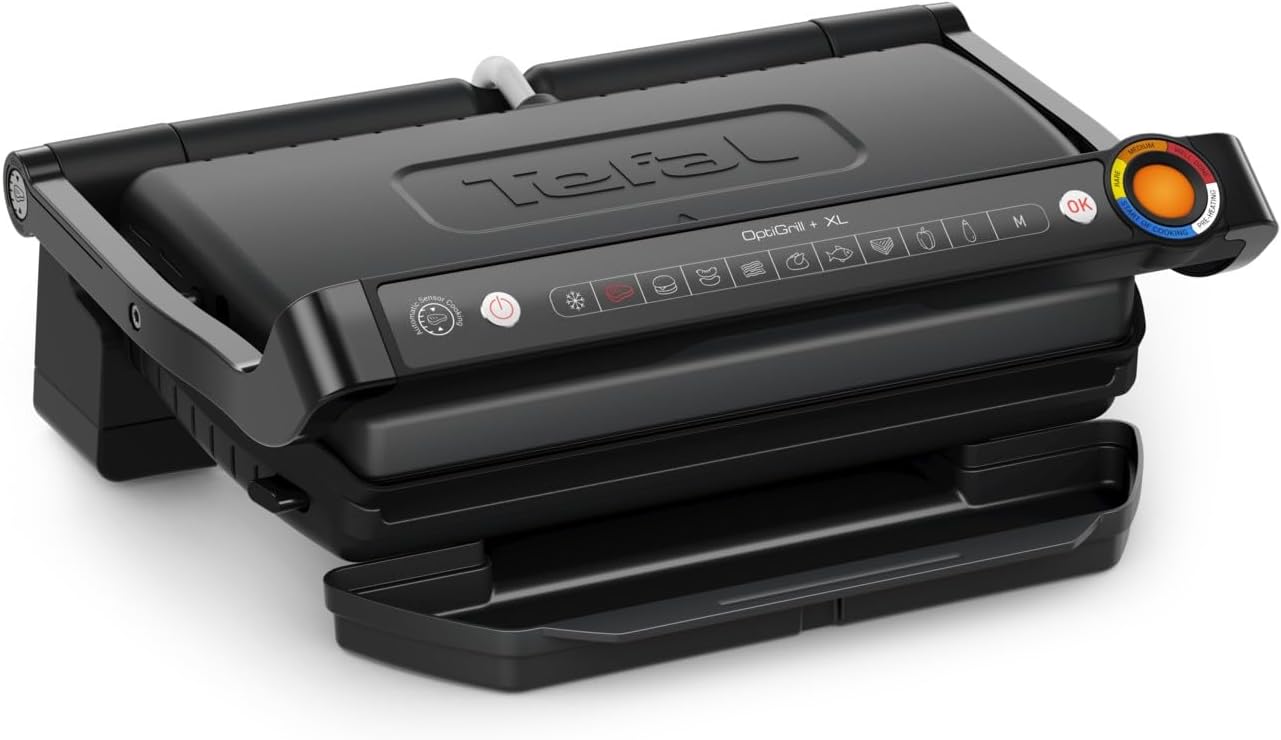 Tefal OptiGrill+ XL, Intelligent Contact Grill, Perfect Results, Renewed Cooking Level Display, No Monitoring, 9 Automatic Programs, Easy Care, XL, Healthy Grilling, 2000 Watt, GC727810