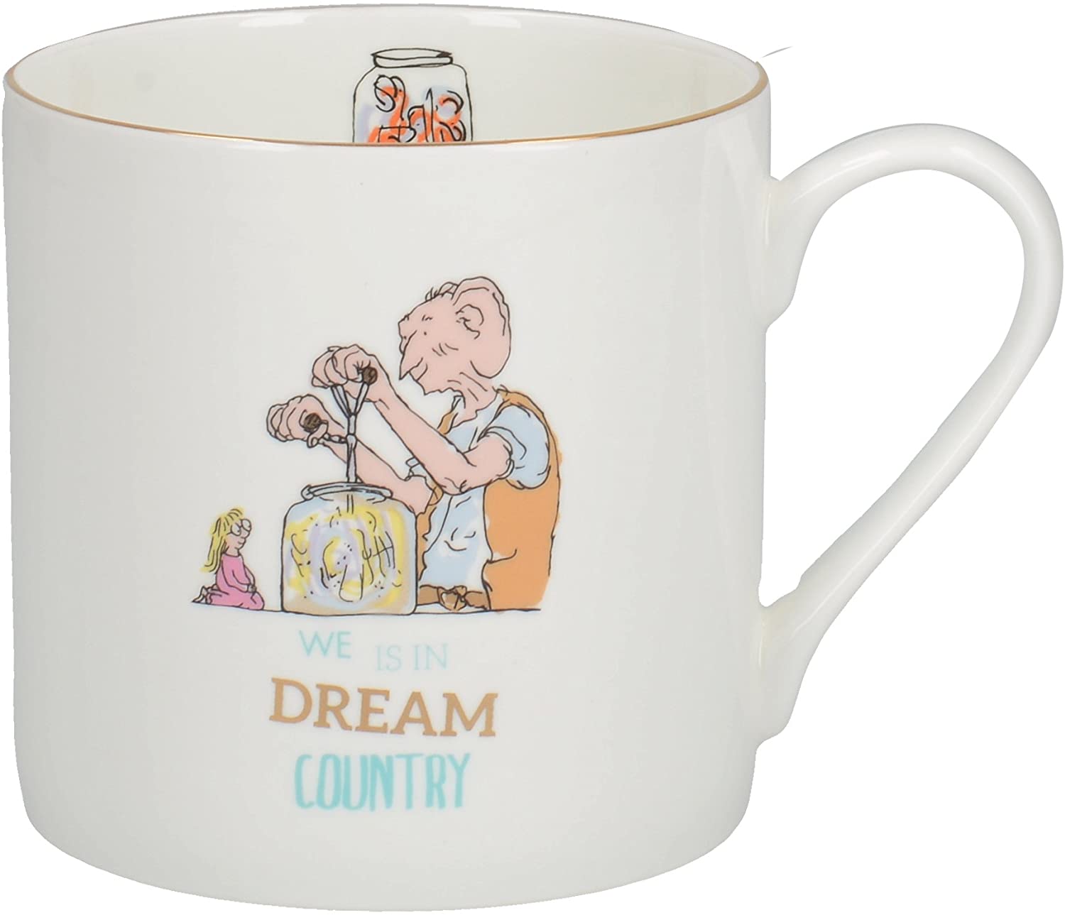 CREATIVE TOPS Roald Dahl BFG Large Mug with Illustration and Real Gold Rim, Bone China Porcelain, White/Multi-Colour, 11 x 11 x 8.5 cm