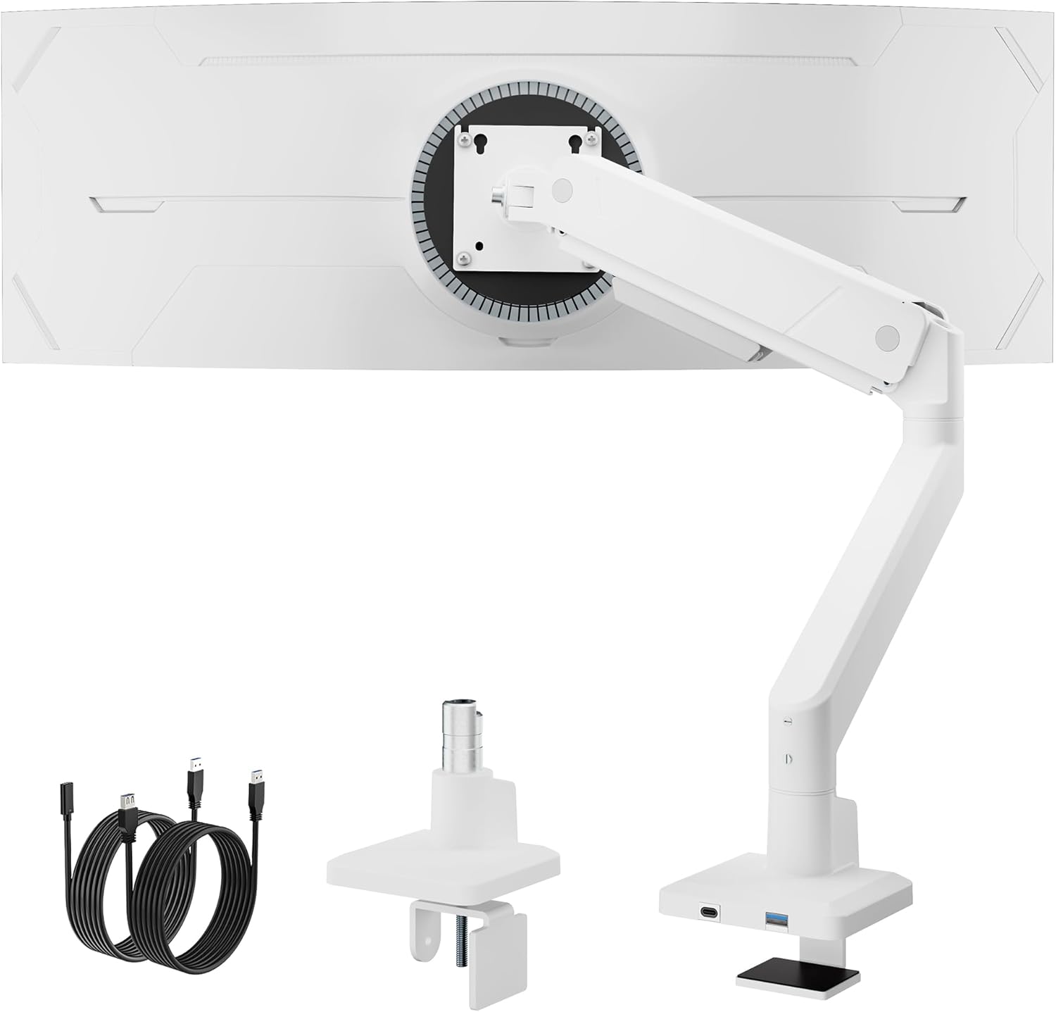 monTEK Store monTEK Monitor Mount for 17-45 Inch Screens, Monitor Arm Holds 1-16 kg, VESA 75/100, Monitor Mount with USB, Tilts, Pivots, Rotates, White