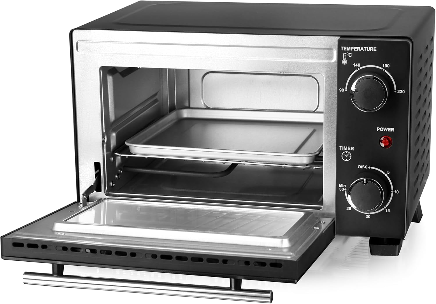EMERIO Mini Oven | 10 liters | 800 watts | Includes Baking Tray and Grill | Toaster Oven | Choice of 90° - 230°C | 30 min timer | 1 m cable | Mini Oven | Oven | Small Oven | MO-124451
