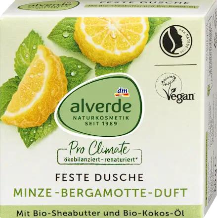 alverde NATURKOSMETIK Solid shower gel with mint and bergamot scent, 60 g