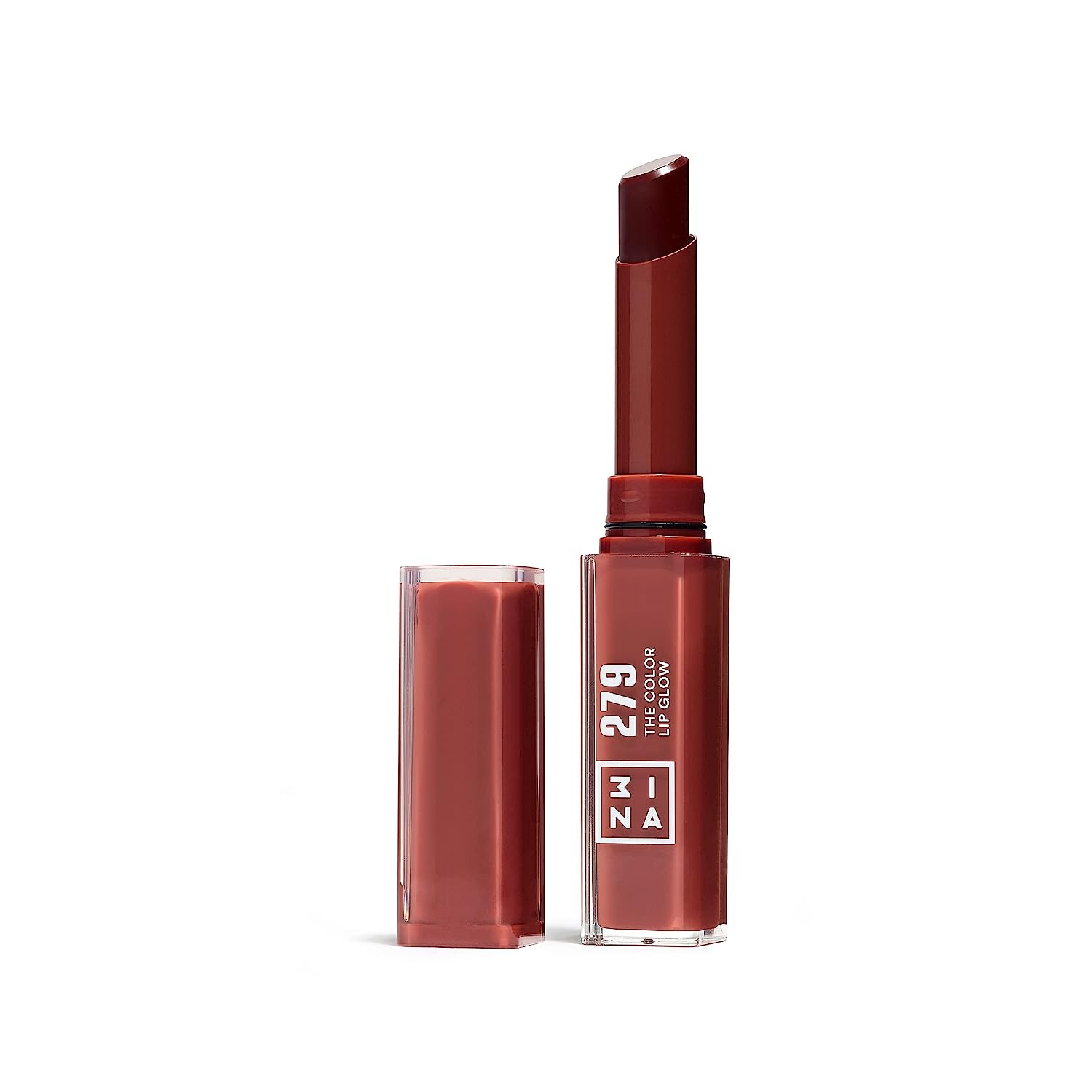 3INA MAKEUP - The Color Lip Glow 279 - Brownish Red Lipstick - Glowy Juicy Lip Pen with Vitamin E for Nourishing Lips - Lip Balm Highly Pigmented - Vegan - Cruelty Free