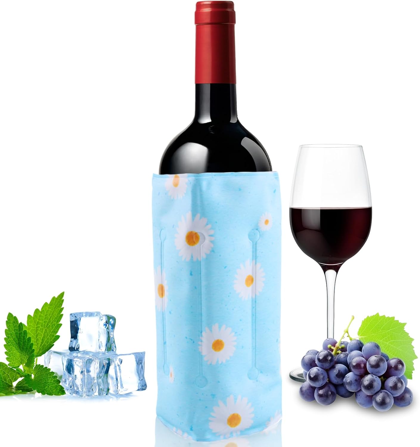 SilverChry Wine Cooling Cuff, Flexible Wine Cooler Cuff, Reusable Bottle Cooler Cuff, Portable Champagne Cooler, Drinks Cooler, Cooling Cuff Bottle for Cooling Beer, Drinks