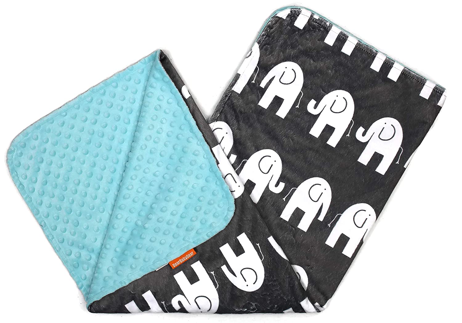 Dear Baby Gear Deluxe Minky Print White Elephant Lavender Minky Dot Car Seat Canopy