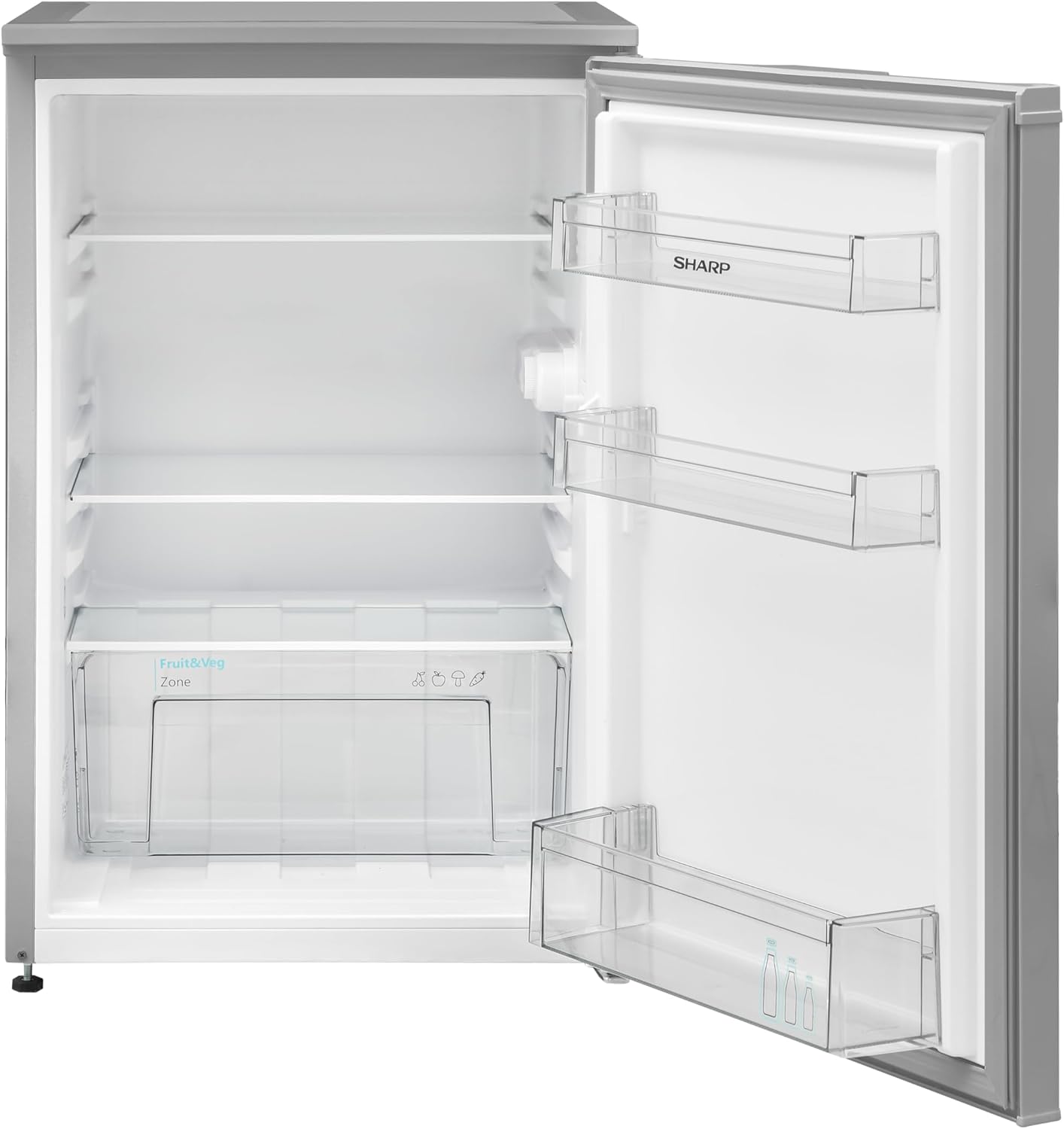 SHARP SJ-UD135T2S-EU Fridge / 135L Capacity / Small Fridge with Continuous Temperature Control / LED Interior Lighting / Silver