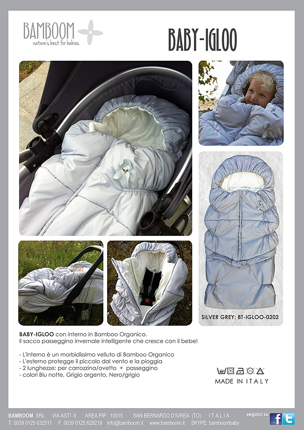 Bamboom 104 – 000 049 Igloo Baby Buggy Footmuff – Grey Pearl