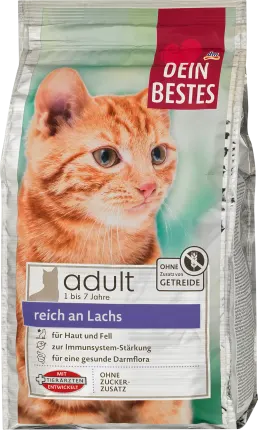 Dein Bestes Dry cat food with salmon, adult, 750 g