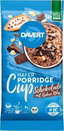 Davert Snack Porridge Cup chocolate with cocoa nibs, 65 g