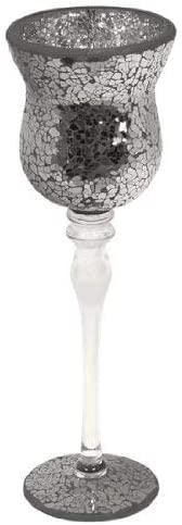 Furniture 247 Mosaic Glass Candle Holder – Black, Small