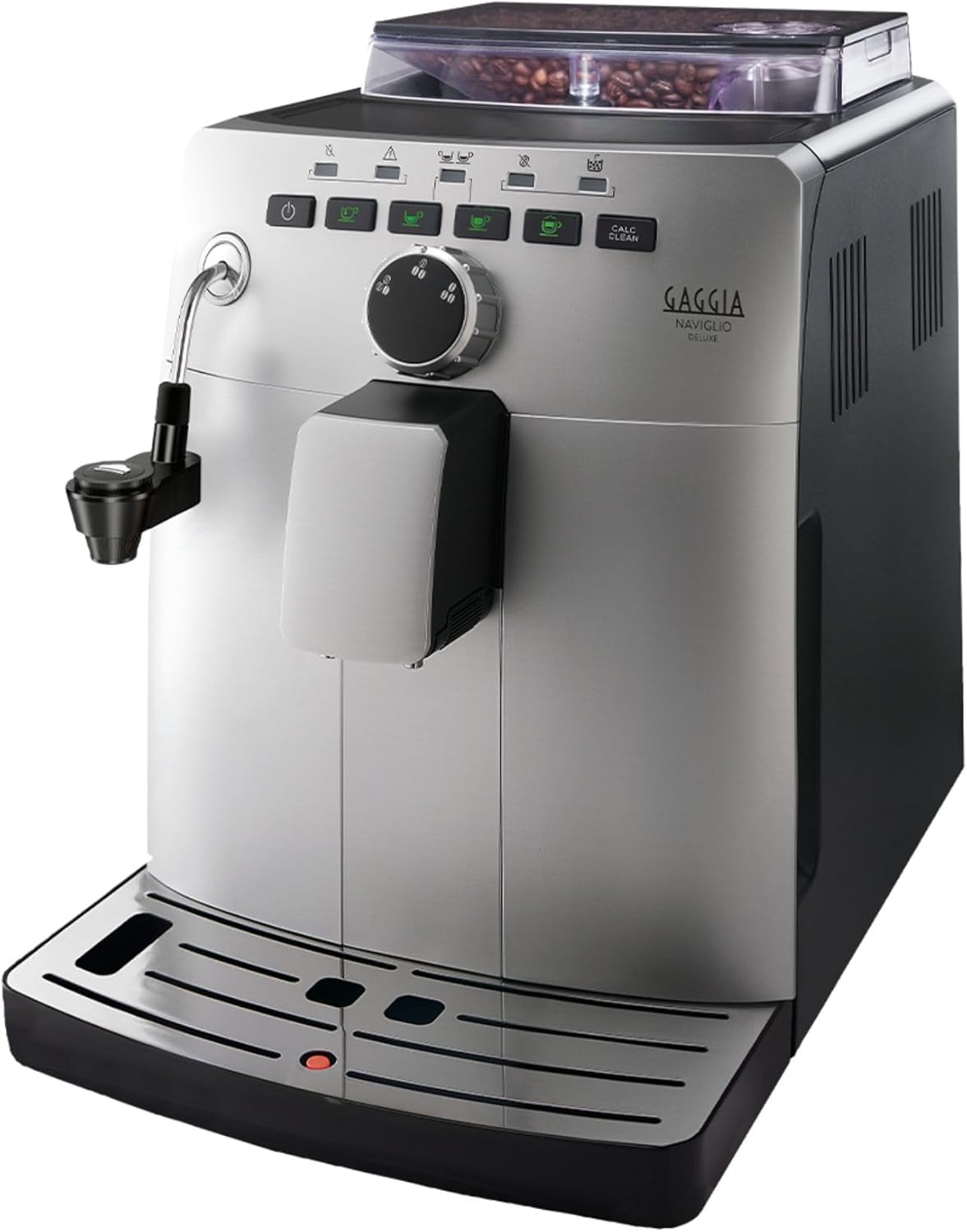 Gaggia Naviglio Deluxe HD8749/11 Fully Automatic Coffee Machine for Espresso and Cappuccino, Coffee Beans, 1.5 L, 15 Bar, 1850 W, 230 V, Silver, 100% Made in Italy