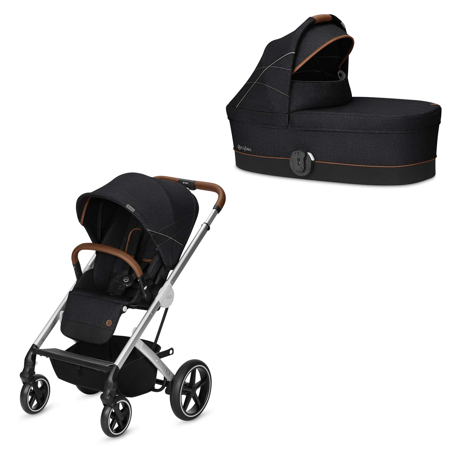 CYBEX Gold Convertible Pram Balios S with Pram Attachment Cot S, from birth up to 17 kg Denim Collection