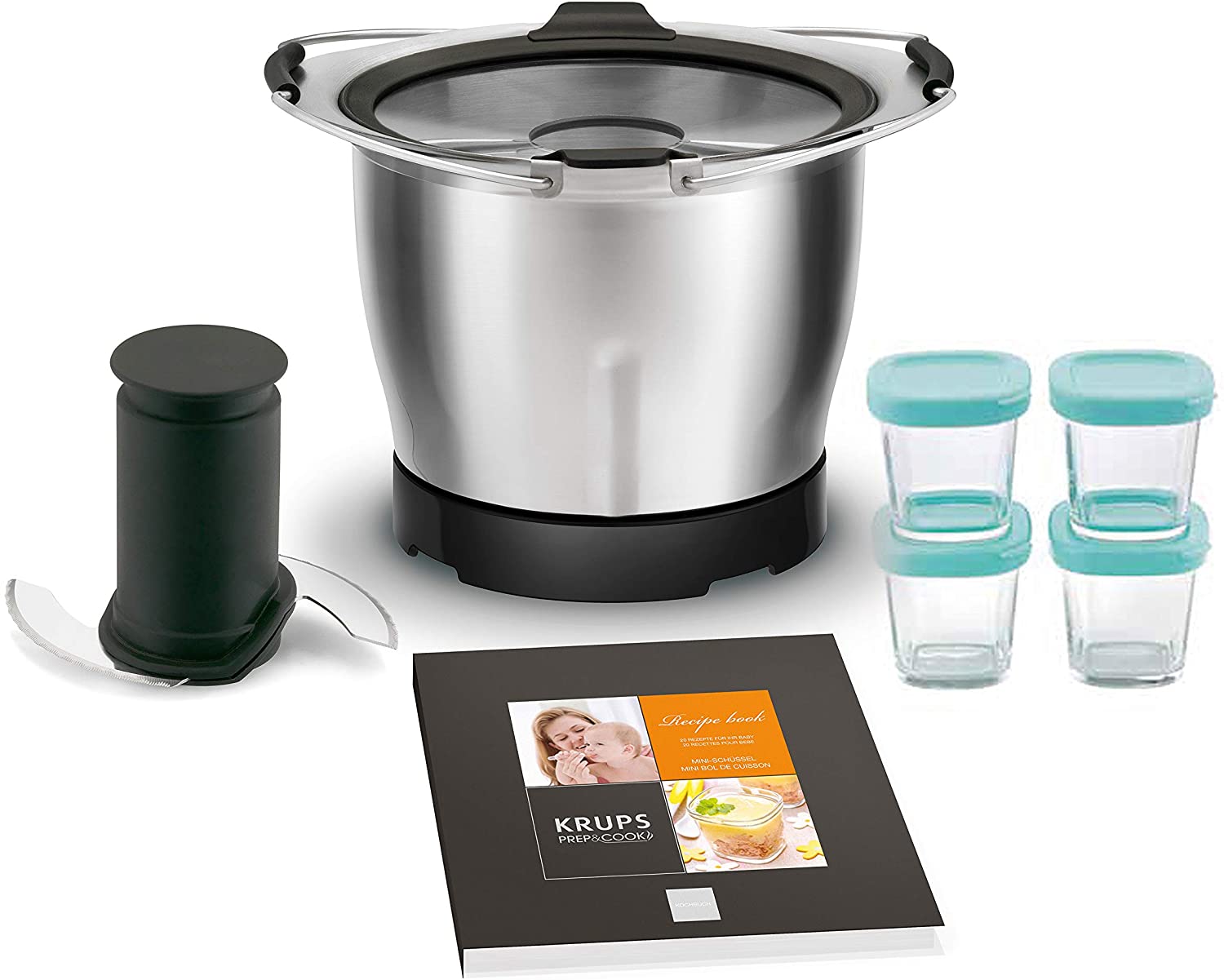 Krups Prep and Cook Accessories XF555E Mini Bowl, Storage Potty, Stainless Steel (1.4 Litres) Stainless Steel
