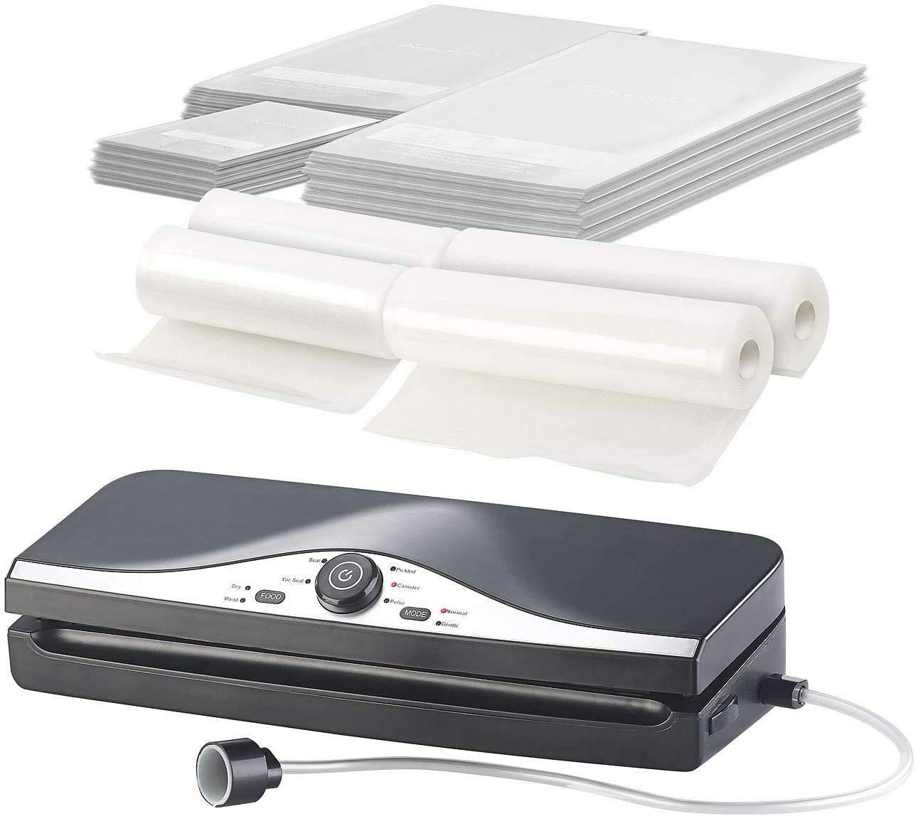 ROSENSTEIN & SOHNE Rosenstein & Söhne Vacuum sealer: 2-in-1 vacuum sealer for foils and cans, double seam, with 4 foil rolls (vacuum sealer double seam)