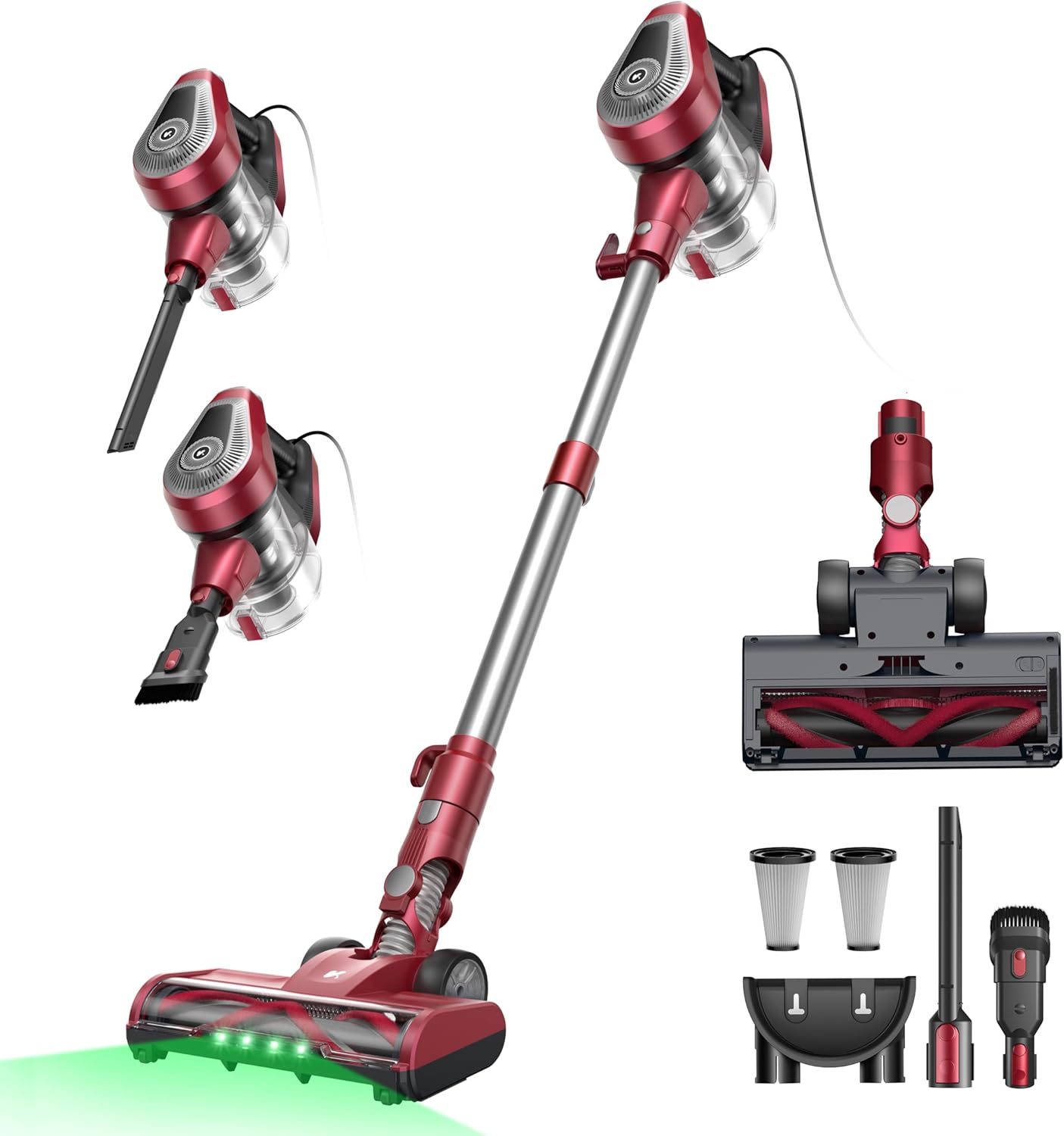 Vexilar C8 Vacuum Cleaner with Cable - 600 W/60 kPa Handheld Vacuum Cleaner with 7 m Cable Length, Tangle-Free Electric Upgrade Floor Brush, 1.5 L Bagless Container for Hard Floors, Carpets, Pet Hair