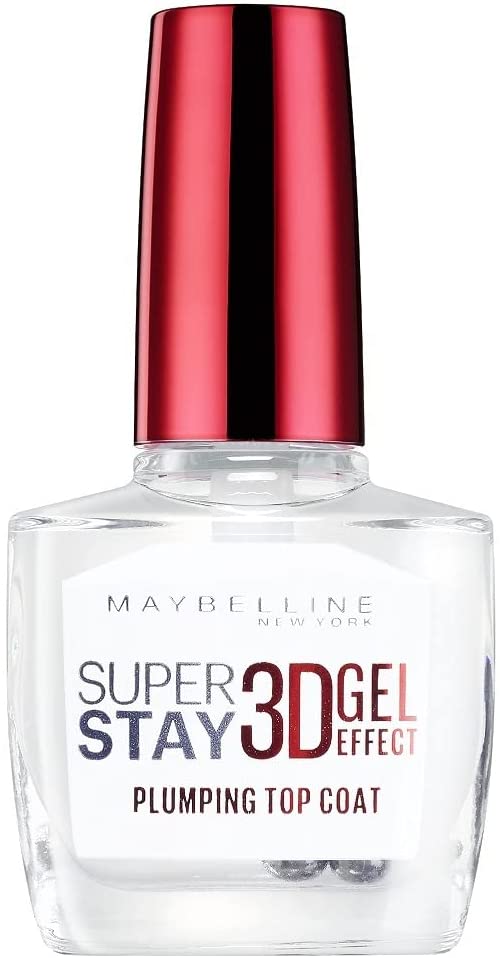 Maybelline New York Nail Polish Clear Top Coat Super Stay 3D Gel Effect Plumping Top Coat 10ml