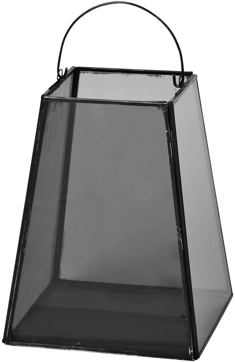 broste Copenhagen Ingrid Metal Lantern Blackened Glass 15 x 15 cm Height 20 cm Diameter 6 cm Candles