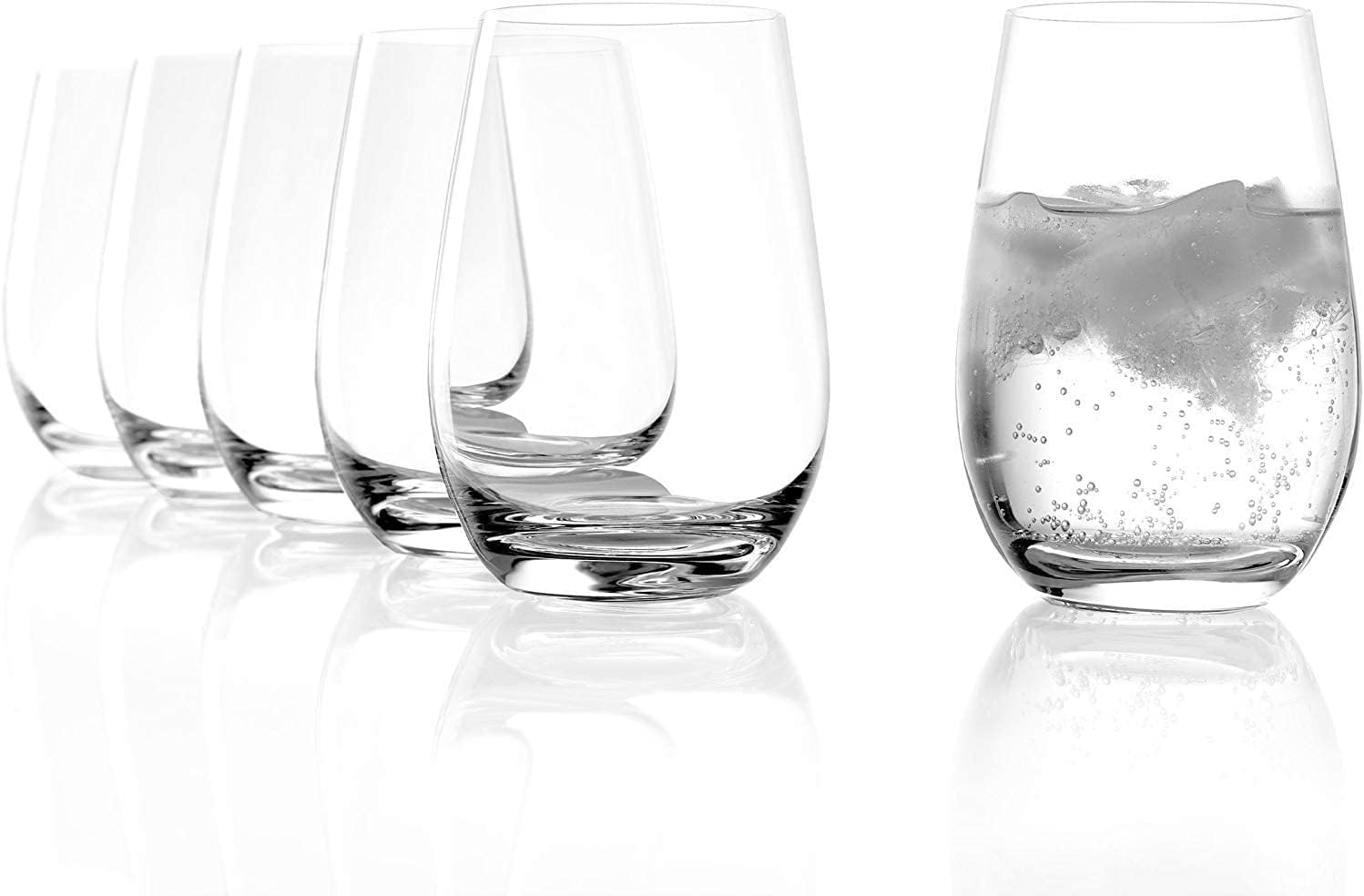 Stölzle Lausitz Tumbler, 465 ml, set of 12, dishwasher-safe: robust drinking glass, real all-rounder, ideal for all cold drinks 3520012 x 2 + free set of 4 EKM Living stainless steel drinking straws