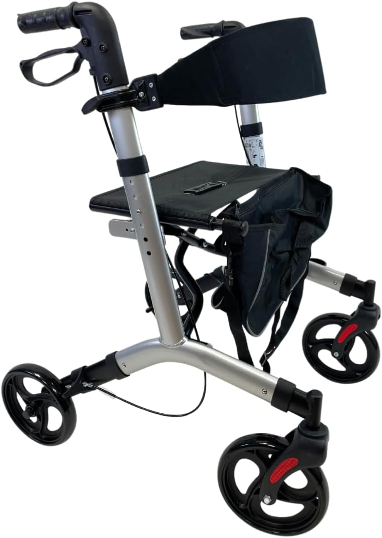 abc HOME | Rollator | Bag | Adjustable Height | Foldable (Grey)