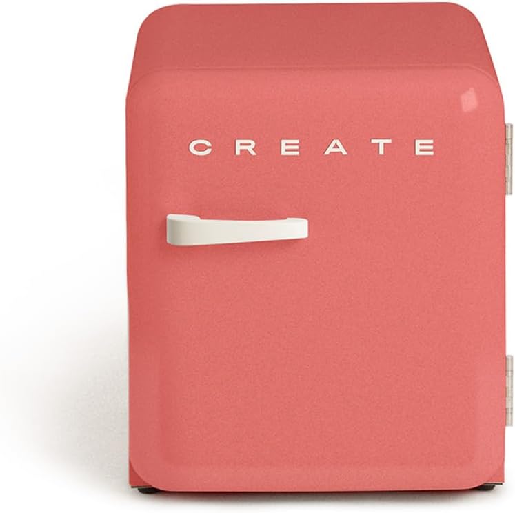 CREATE Retro Fridge 50 Off White Fridge in Terracotta, Cream White Handle, 85 W, Minibar, One Shelf, Retro Design, 50 cm, Two Shelves, 48 ​​L Capacity, Energy Saving, 50 x 44 x 49.8 cm