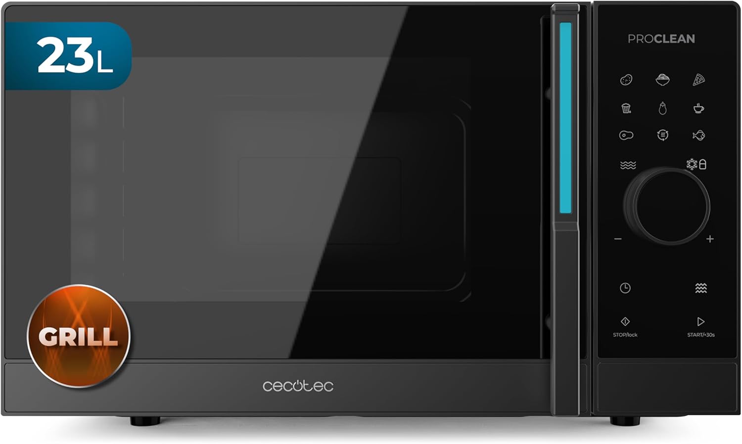 Cecotec Proclean 6120 Touch Screen Microwave with Grill, 23 L, 800 W and 1000 W, Digital, Even Cooking, 5 Power Levels, Defrost Function, Timer 60 Minutes, Turntable 285 mm