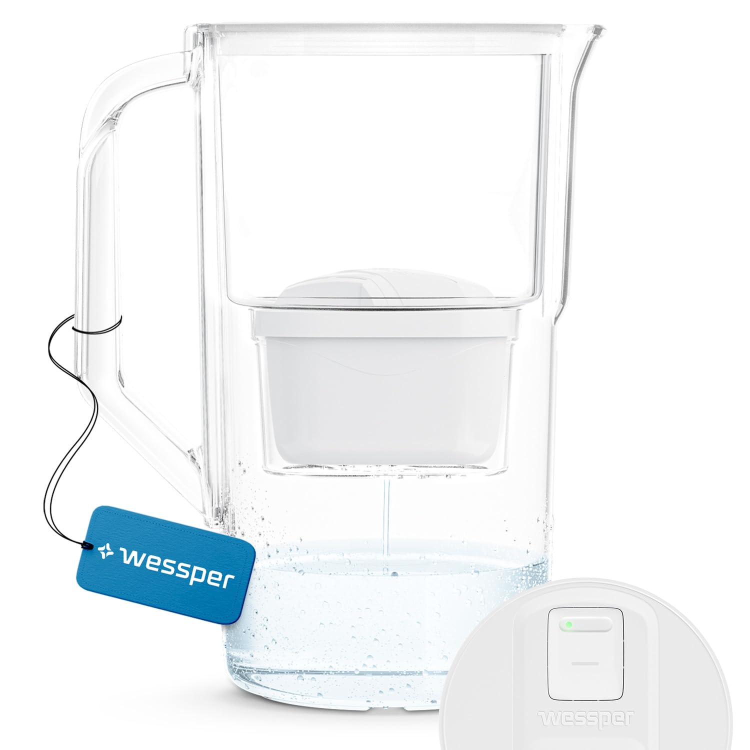 Wessper Water Filter Jug 2.8 L with LED Counter Cartridges Replacement for Dafi Unimax Aquaphor A5 Brita Maxtra+ Philips AWP212/10 Water Filter Cartridges 1 Water Filter Jug + Water Filter - White