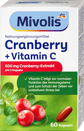Mivolis Cranberry + Vitamin C Capsules, 60 capsules, 68 g