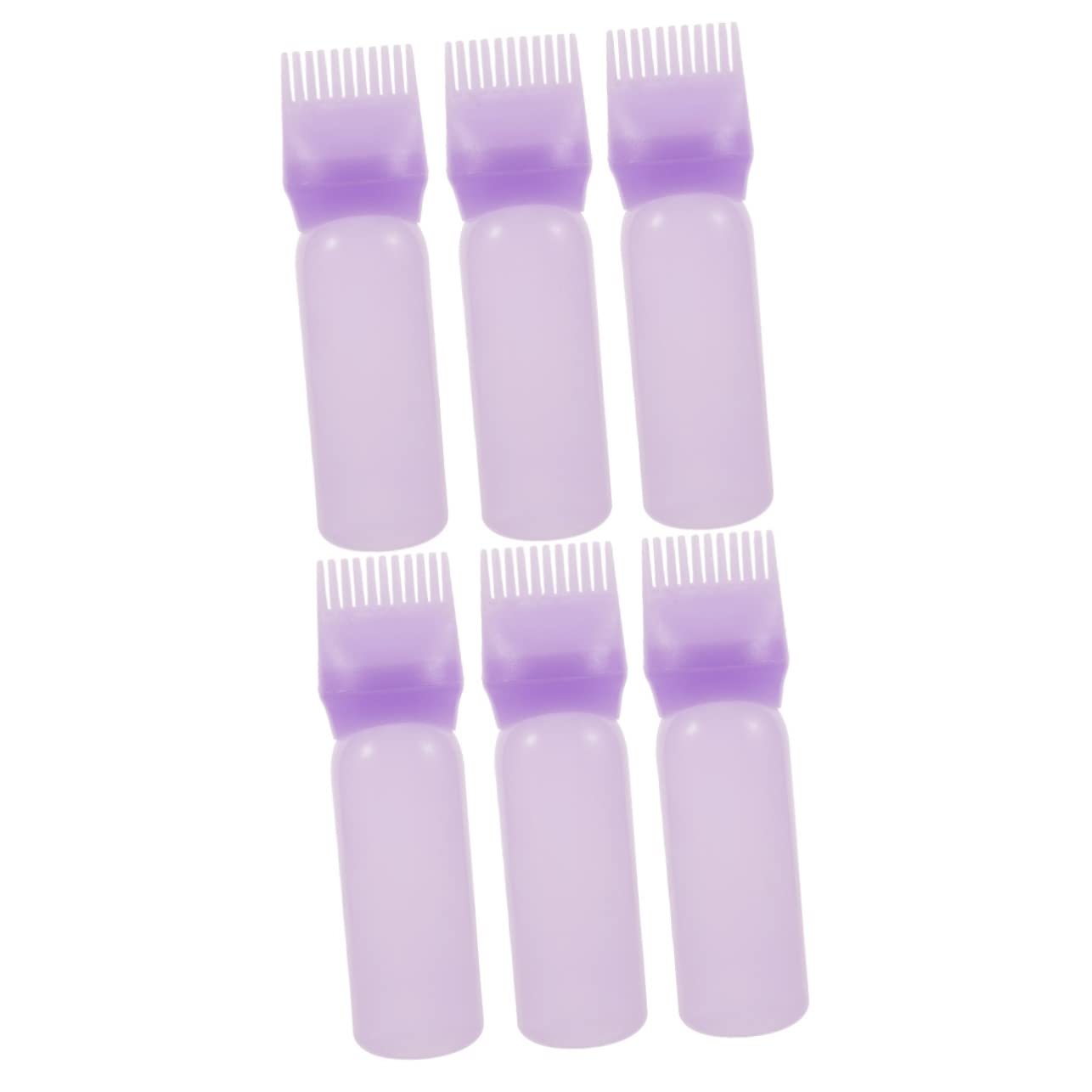 Lurrose Pack of 6 Medicine Bottle Root Comb Applicator Bottle for Hair Oil Hair Comb Applicator Bottle Hair Colour Bottle Applicator Medicine Comb Plastic Hair Dye Hair Oil Applicator