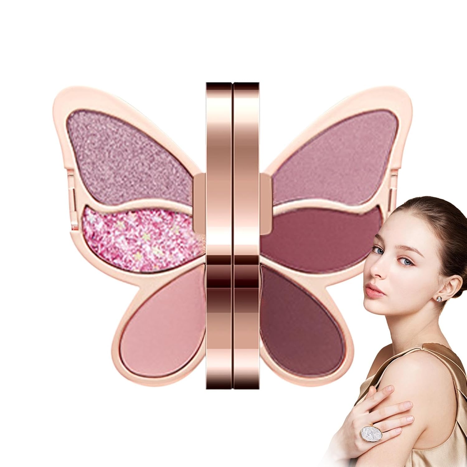 Generic Eyeshadow Palette, 6 Colors Unique Shape Waterproof Eyeshadow Makeup with Matte Shimmer Glitter High Pigment Colorful Eye Cosmetics for Women Girls