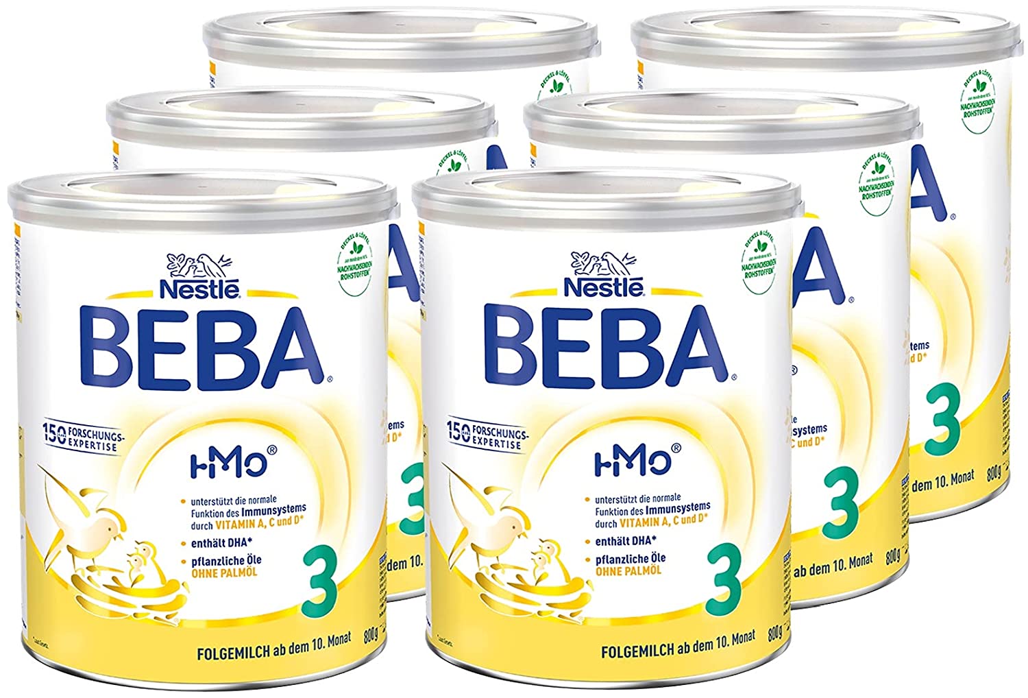 Nestlé BEBA 3 Folgemilch, Folgenahrung ab dem 10. Monat, 6er Pack (6 x 800g)