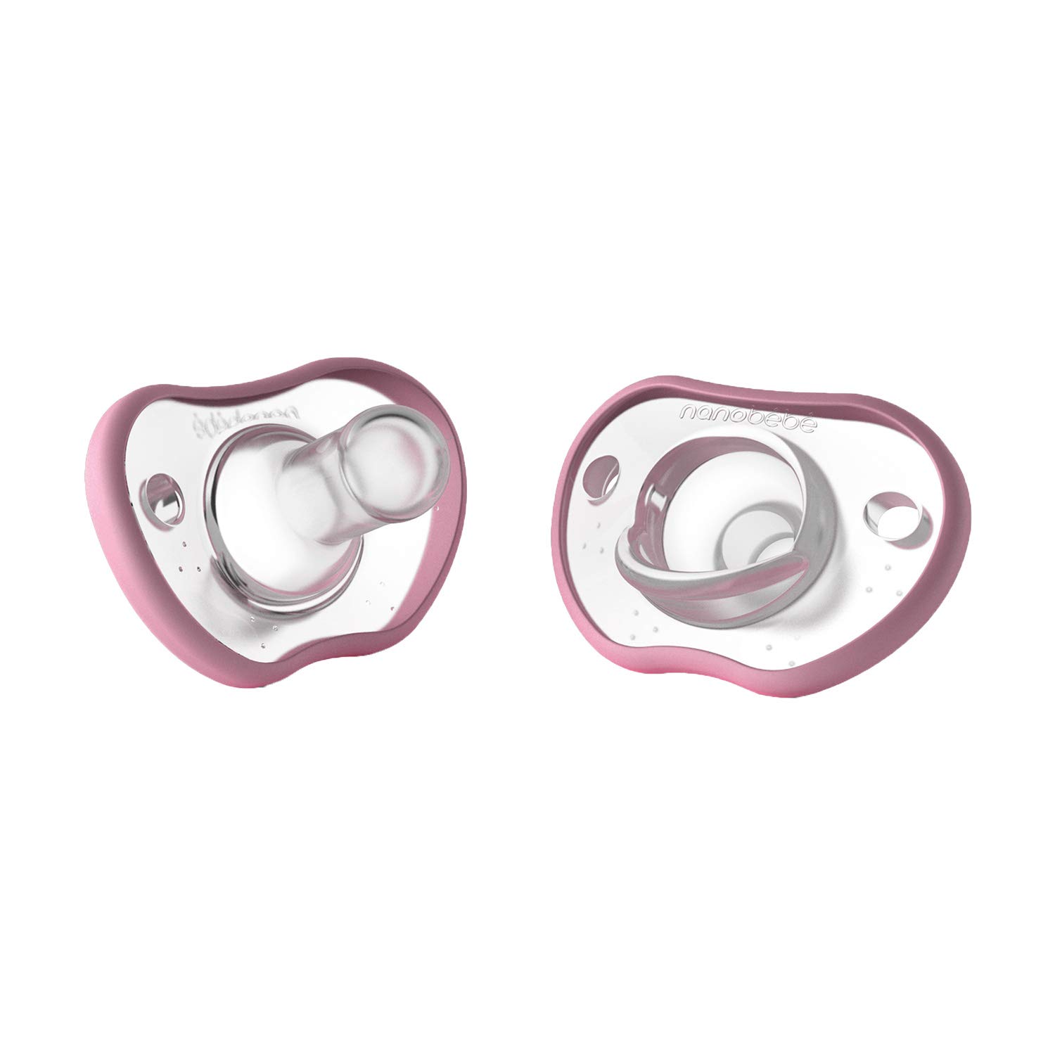 nanobébé Flexy Dummy, Extra Soft Teat, 3m+, Healthy Oral Development, Ergonomic Shape, Breast-Friendly, Quick Acceptance, Pack of 2, Pink