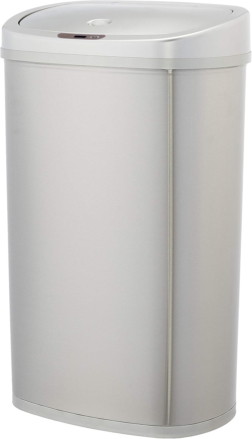 Amazon Basics rectangular stainless steel automatic waste bin, 50 liters