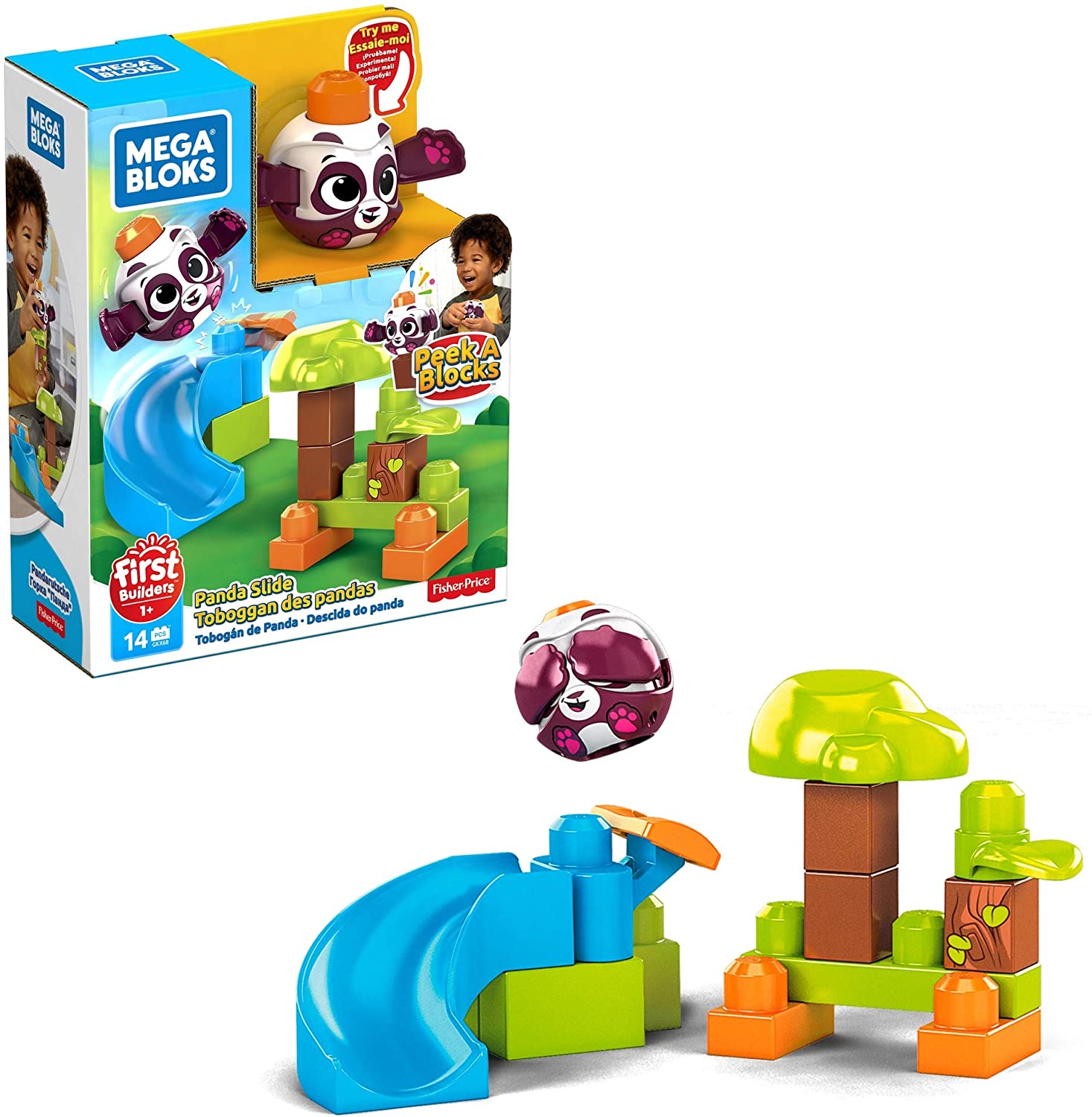 Mega Bloks GKX68 - Peek Peek Panda Slide Rainforest Playset (14 Pieces)