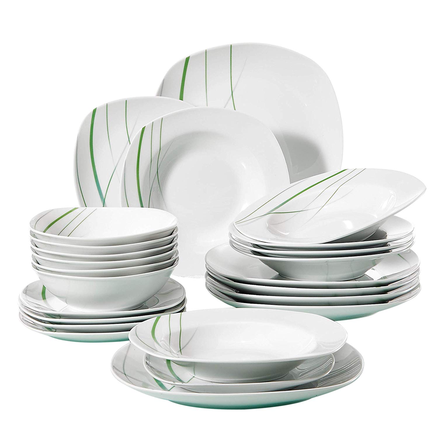 Veweet Aviva Dinner Service Porcelain 18/36 Pieces Crockery Set 20/40 Piece