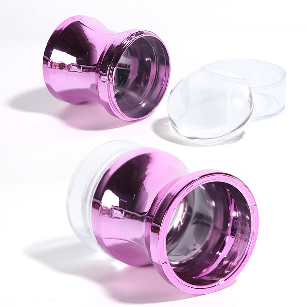 Nicejoy Nail Art Stamper, 2 Pieces Metal Handle Nail Stamping Tool with Silicone Heads DIY Manicure Printing Accessories for Nail Art Design, ‎purple