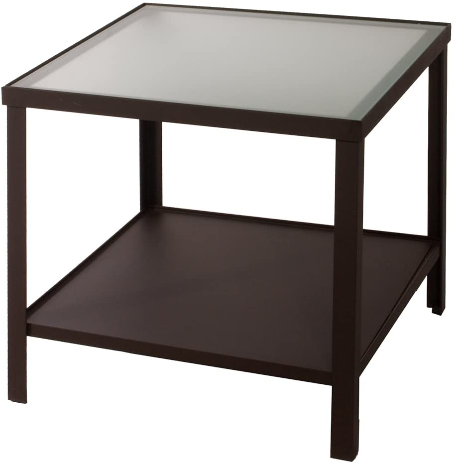 Varia Living "Vincent Metal Coffee Table With Glass Surface Satin 80 X 80 Cm Modern Ind