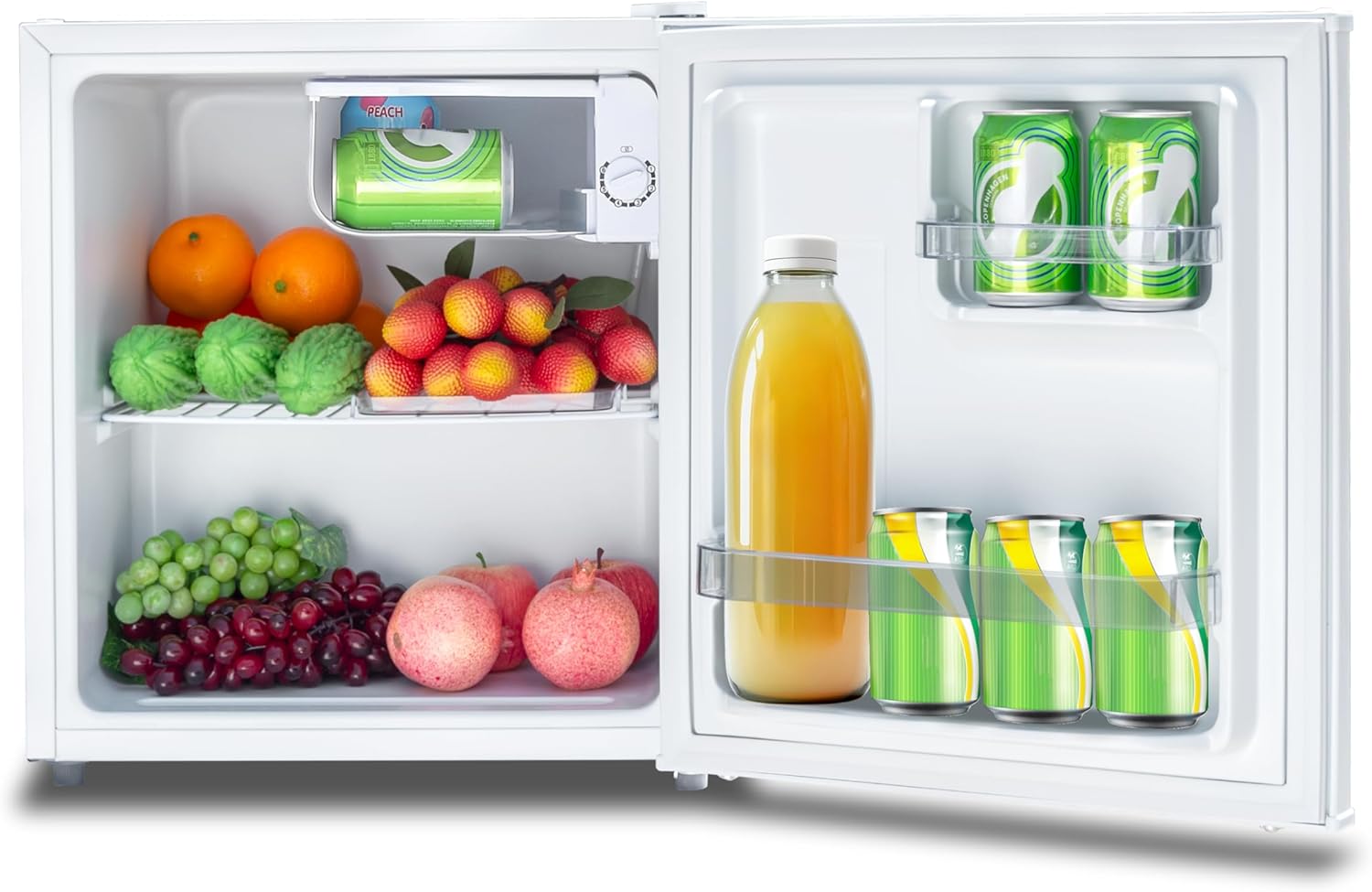 Fridge 46 L, Mini Fridge White, Quiet Fridge Small 220-240 V, 39 dB, Mini Fridge with Reversible Door, Mini Bar for Room, Hotel, Office, Kitchen, Apartments