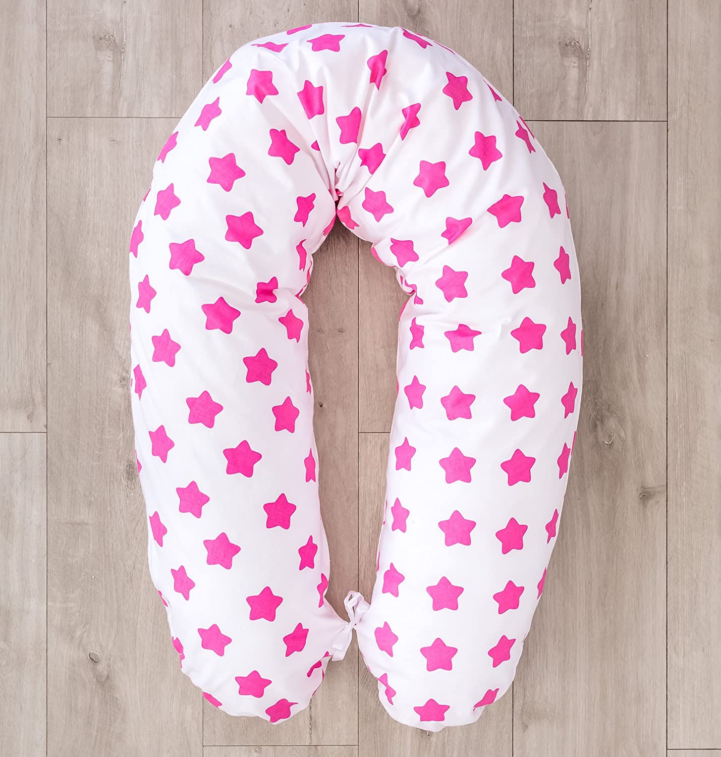 Loolay® Pillow Polystyrene Filling XXL Body Pillow including Cover 170 cm Pattern: Stars Gingerbread Pink