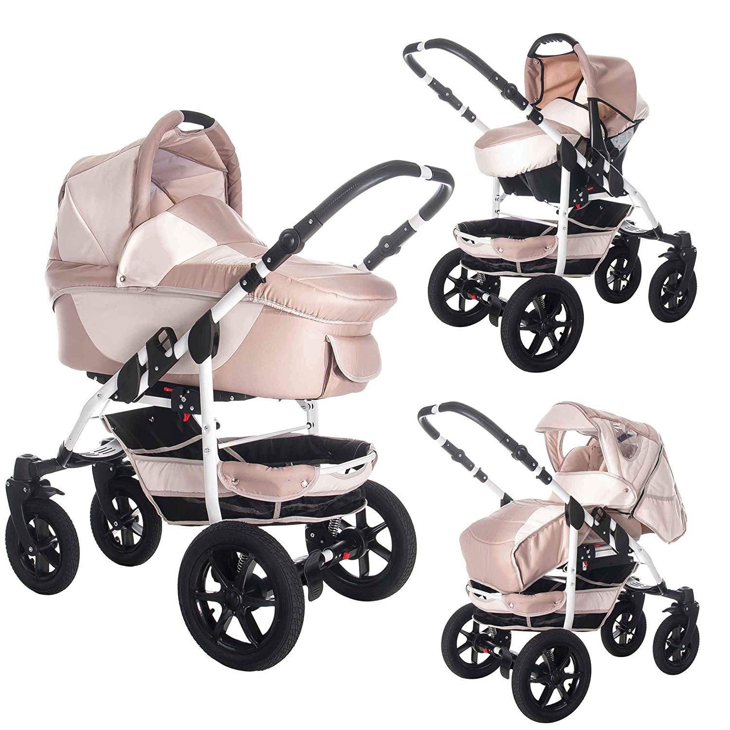 Bebebi Sidney Hard Rubber Tyre Black 3 In 1 Combi Pushchair