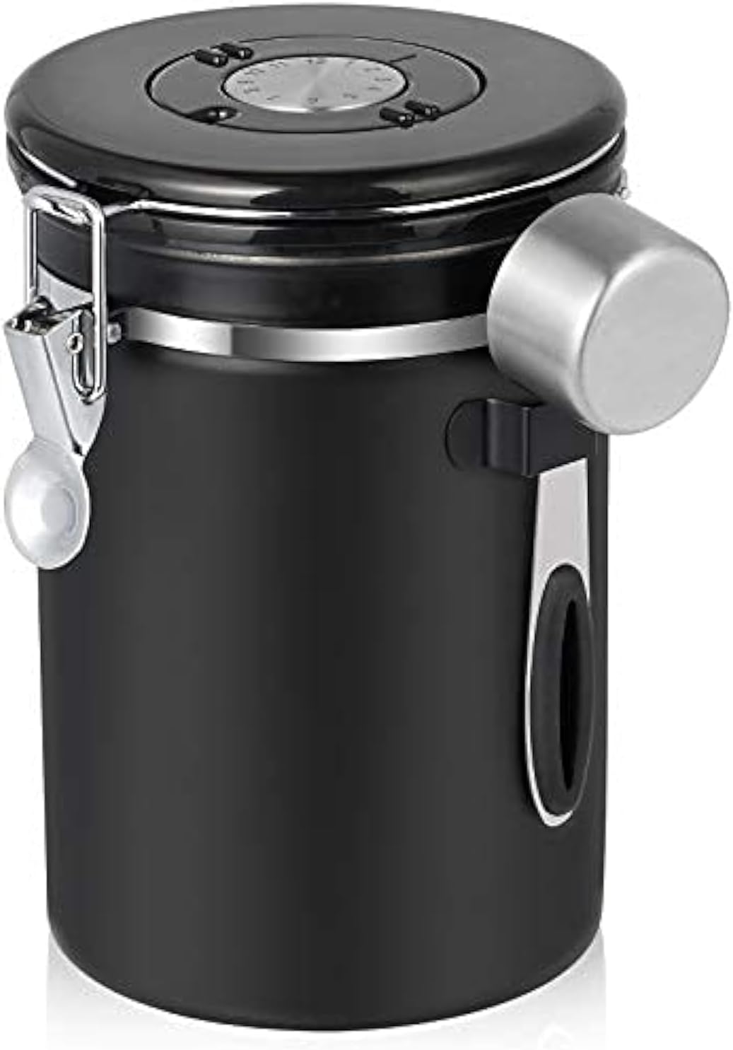SMRONAR Airtight Coffee Canister, Stainless Steel Coffee Container, 623 g / 21 oz with Date Tracker, CO2 Release Valve and Measuring Spoon for Coffee Beans, Powder, Tea, Nuts, Cocoa