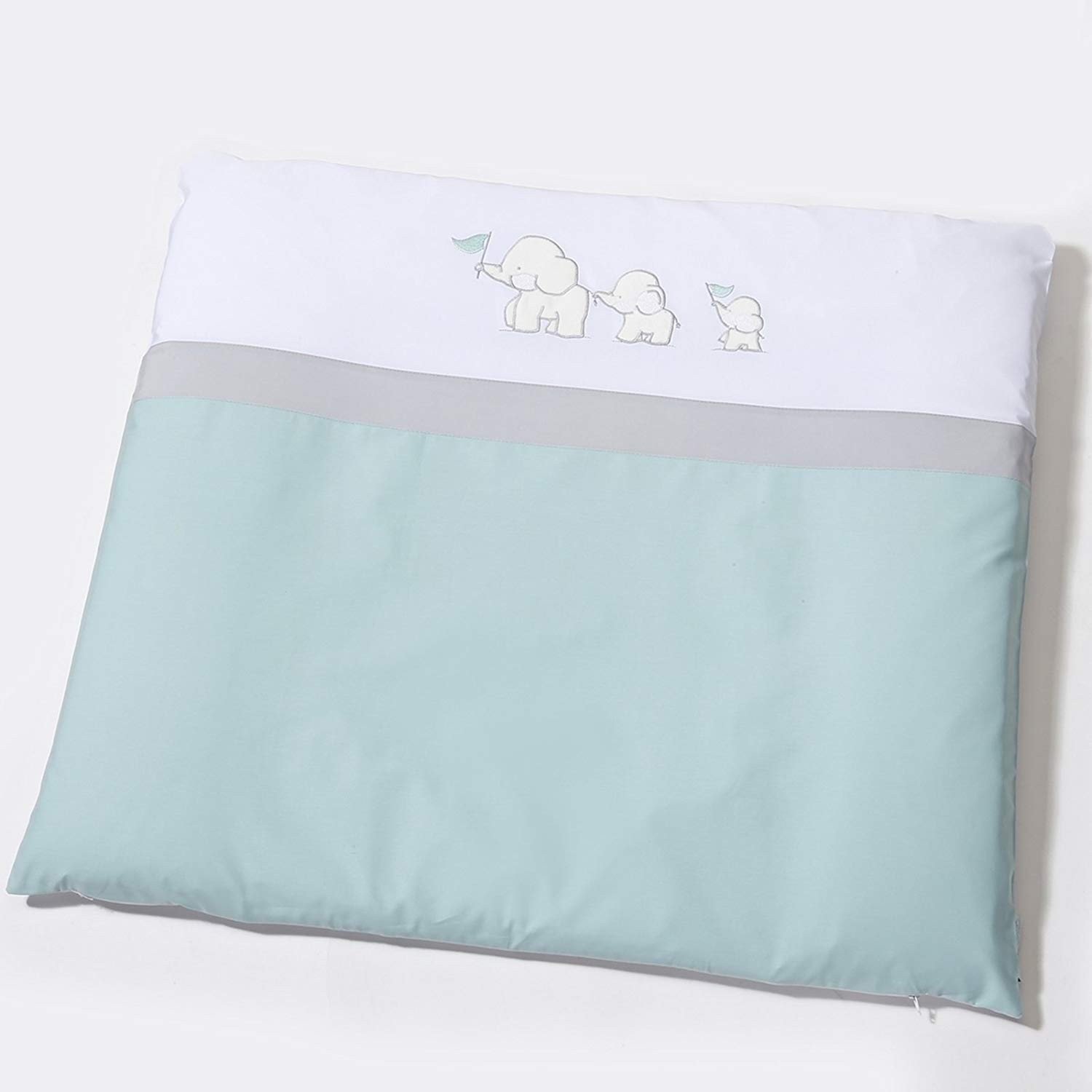 Easy Baby Changing Mat Embroidered Fabric Elephant Turquoise 75/85