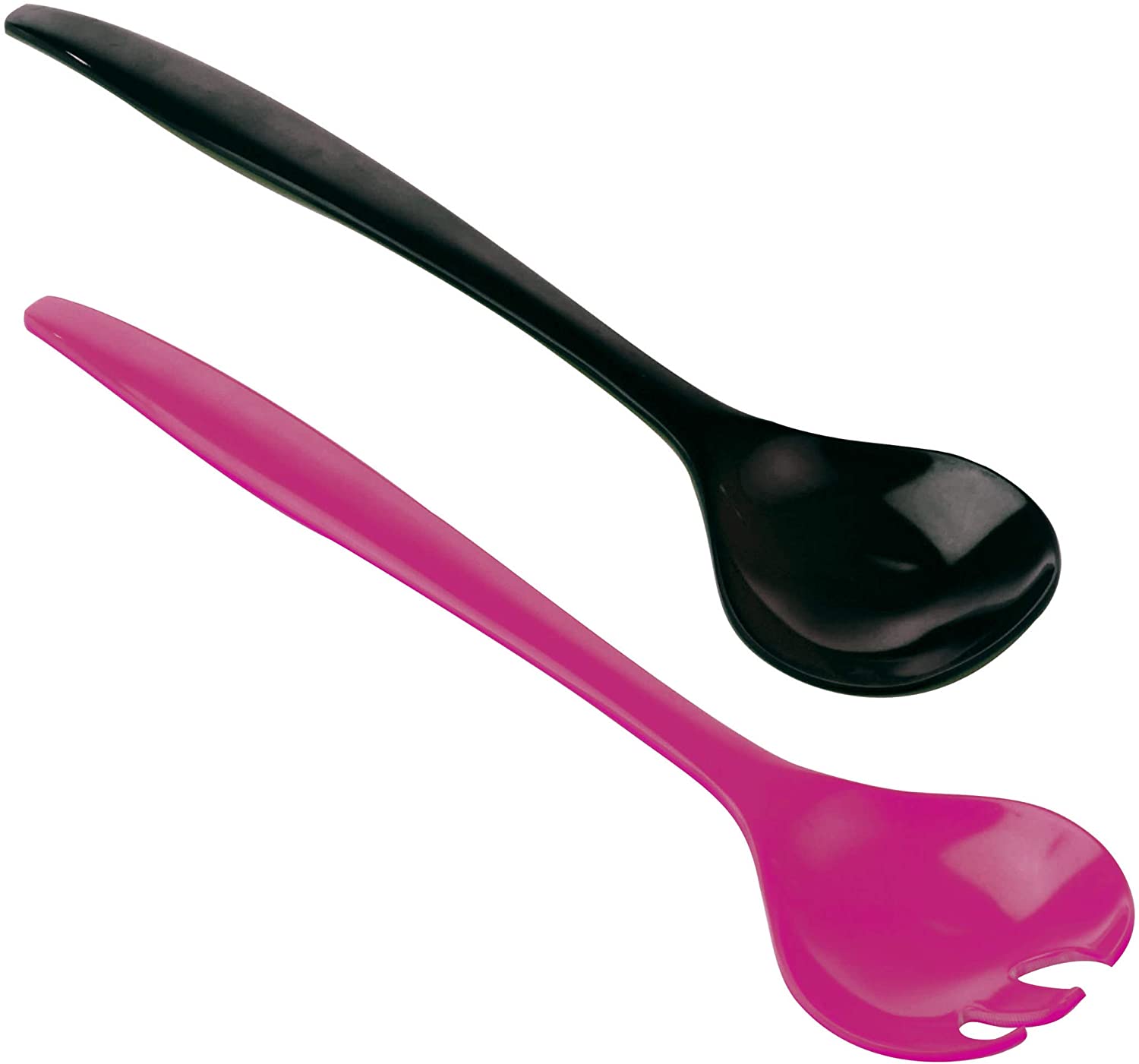Kuhn Rikon Salad Utensils, Salad Fork and Salad Spoon, Black, Fuchsia, Melamine, L 29 cm, 30853