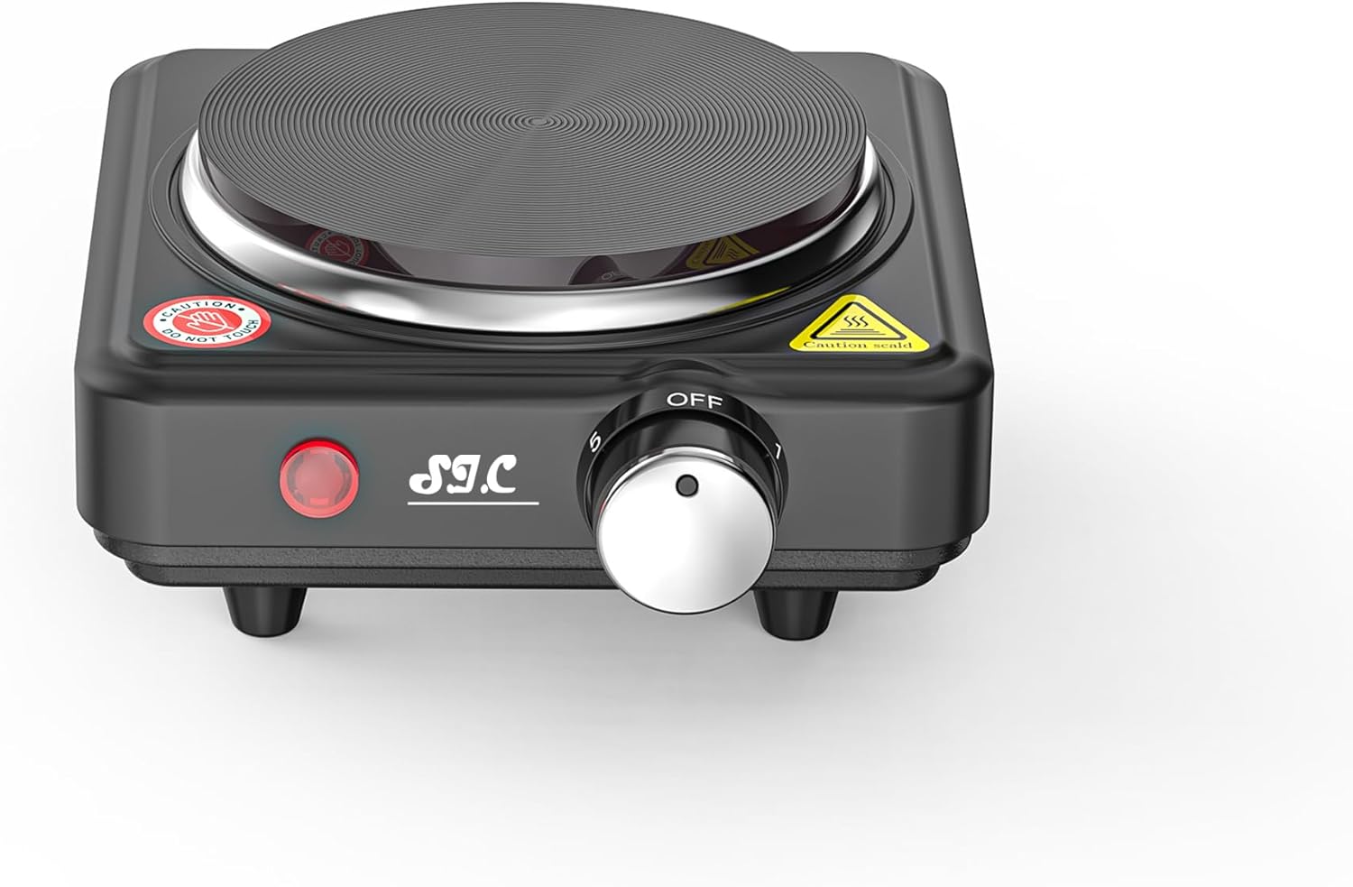 SIC Portable Electric Stove with Single Plate Portable Hob Cast Iron Adjustable Temperature for Camping Travel Outdoor Kitchen (Black, 500W)