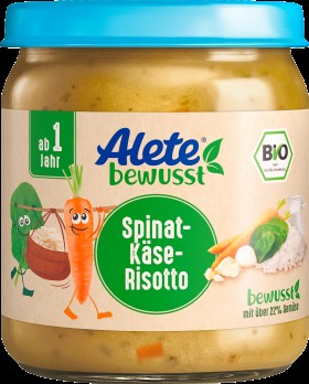 Alete bewusst Menu Spinach and cheese risotto from 1 year, 250 g